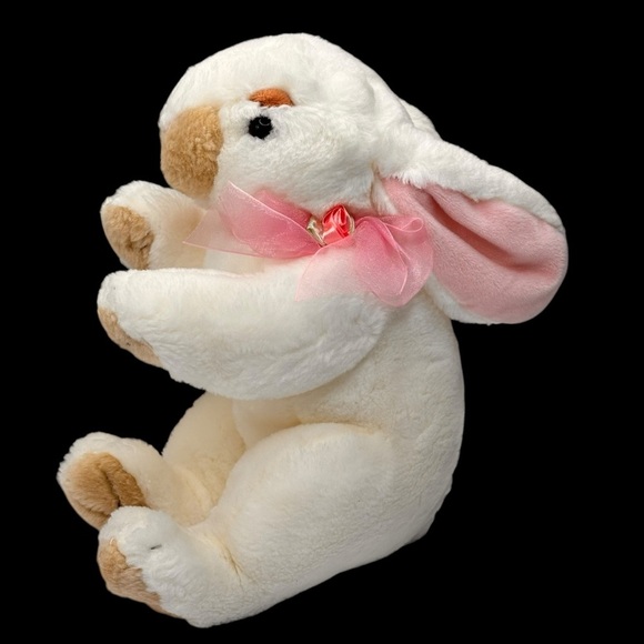 Plush Bunny Toy Floppy Ears White & Pink Super Cute So Soft Perfect for Easter - Picture 2 of 7